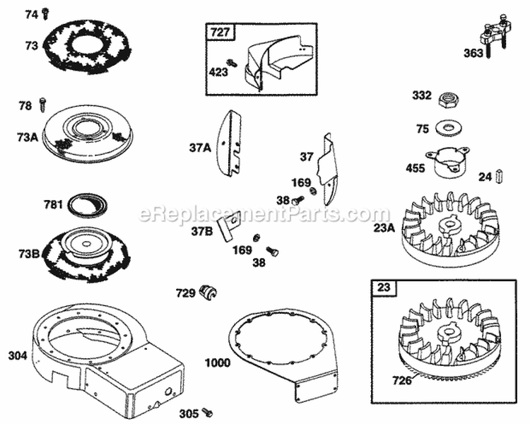 Blower Hsg Flywheel Screen Diagram and Parts List for  Briggs and Stratton Engine
